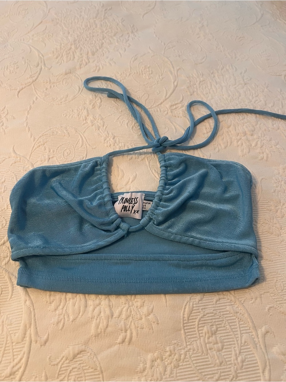 Blue halter crop top - Princess Polly